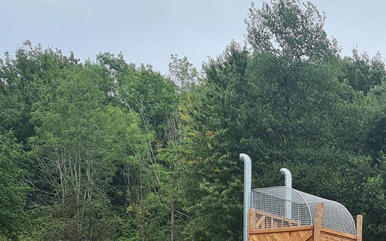 The wooden adventure playground at Greenmeadow Farm
