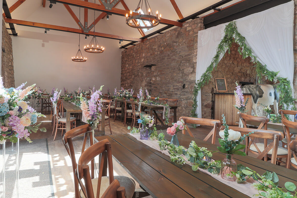 The Haybarn decorated for a wedding